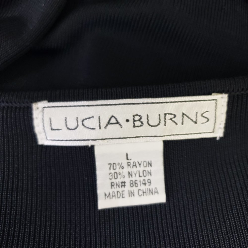 Lucia Burns Butterfly Tee Black Beaded Sequins Fitted Knit Top Large, Fits Med - Picture 7 of 8